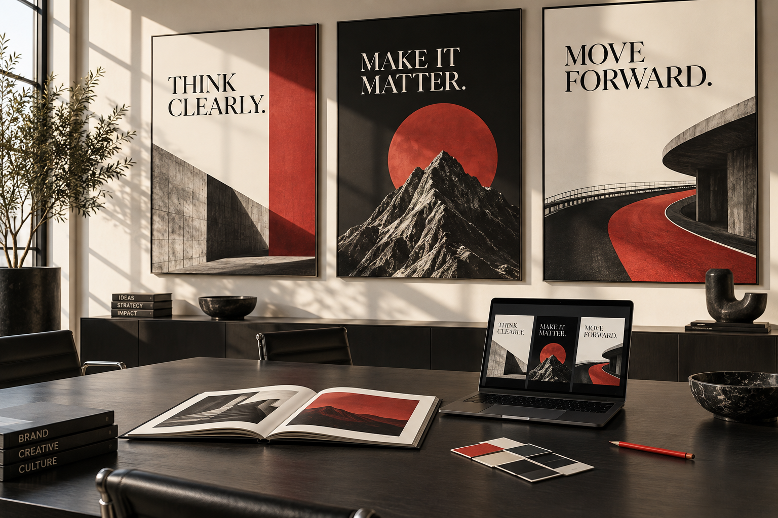 Illustrative campaign concept showing a consistent direction across three posters
